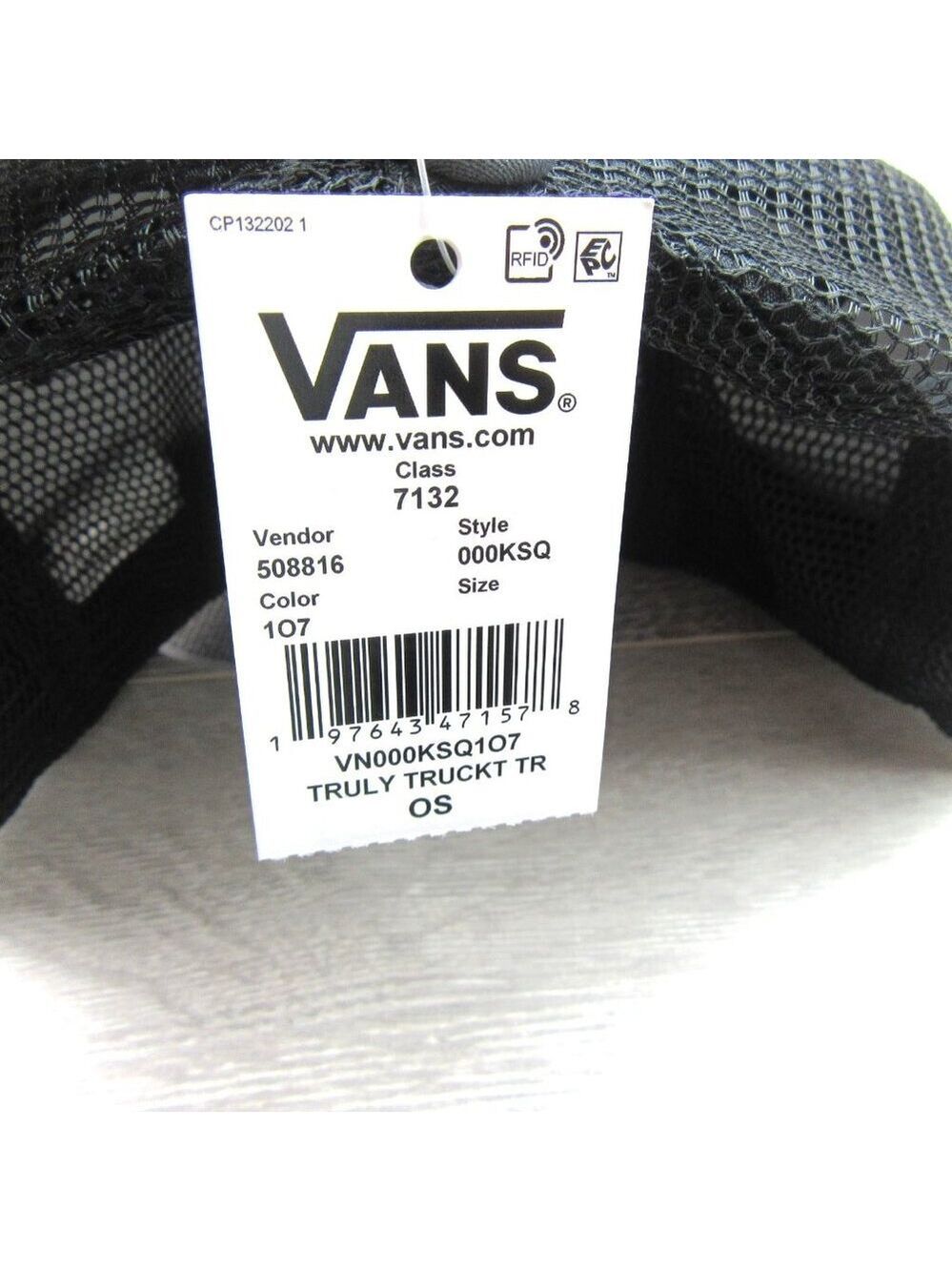 Vans Off The Wall Black Grey Skull Trucker Hat Snapback OS NEW - Picture 10 of 11